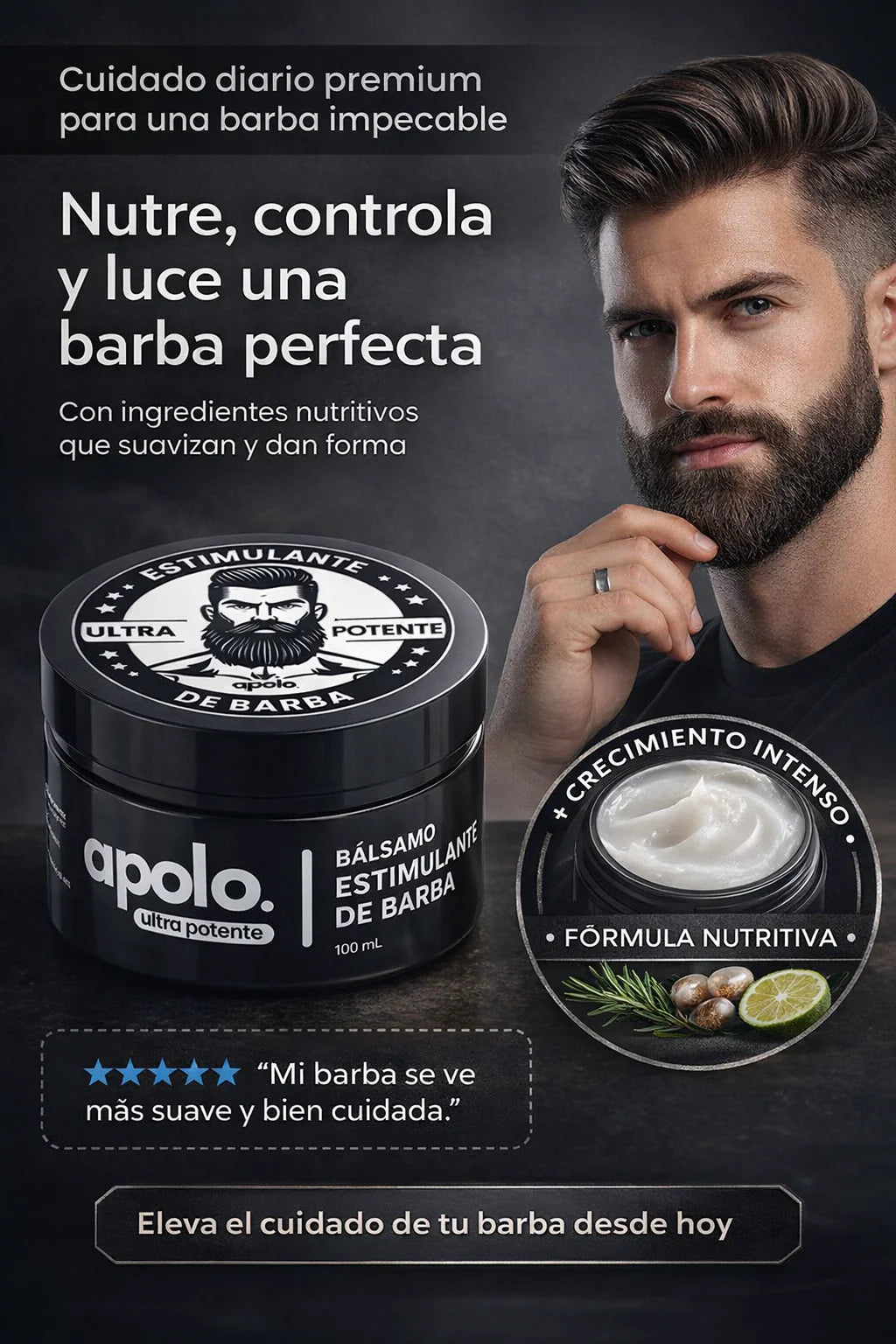 Bálsamo para Crecimiento de Barba Ultra Potente con Minoxidil 20% | 100mL