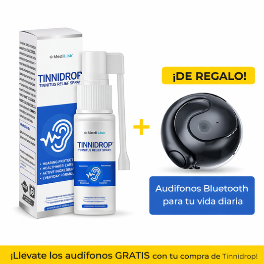 Tinnidrop® | Spray Limpiador de oídos + Audífonos Bluetooth de regalo