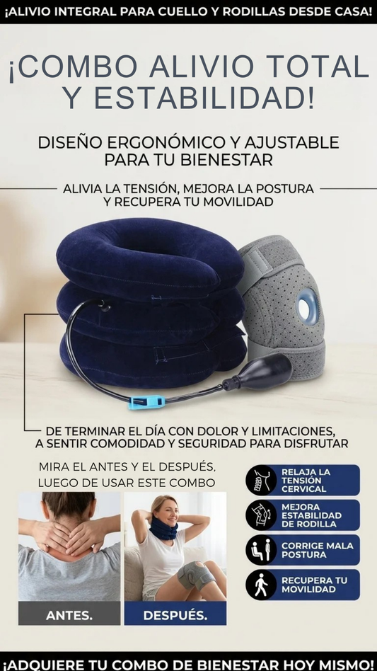 🔥 COMBO 2X1 DE ALIVIO Y SOPORTE PARA CUELLO Y RODILLA 💪